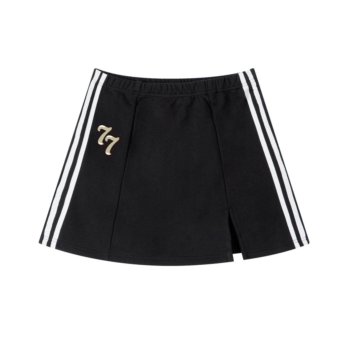 "77" Contrast Side Stripe Slit Skirt