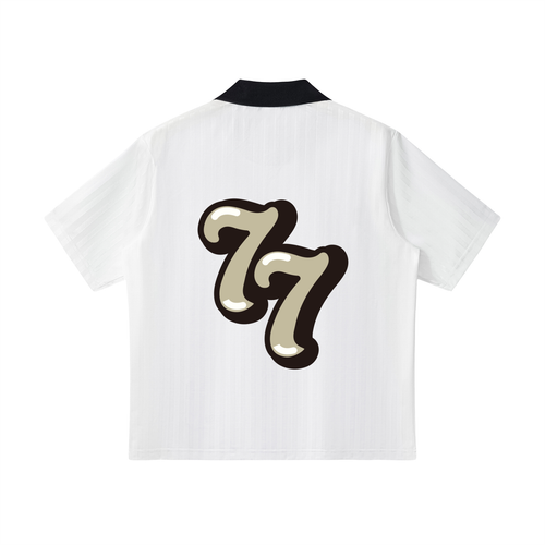 "77" Contrast Collar Striped Soccer Jersey