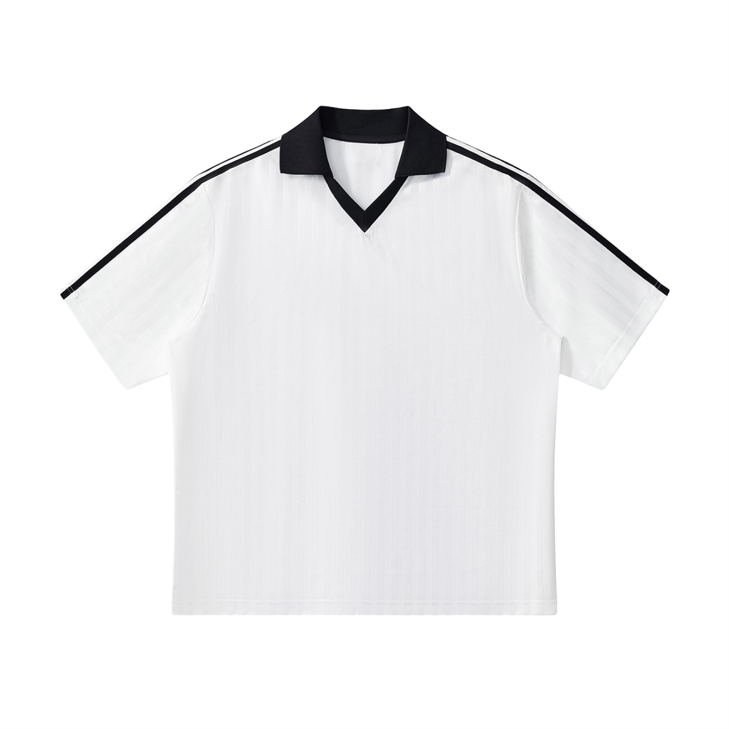 "77" Contrast Collar Striped Soccer Jersey