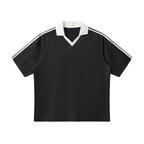 "77" Contrast Collar Striped Soccer Jersey