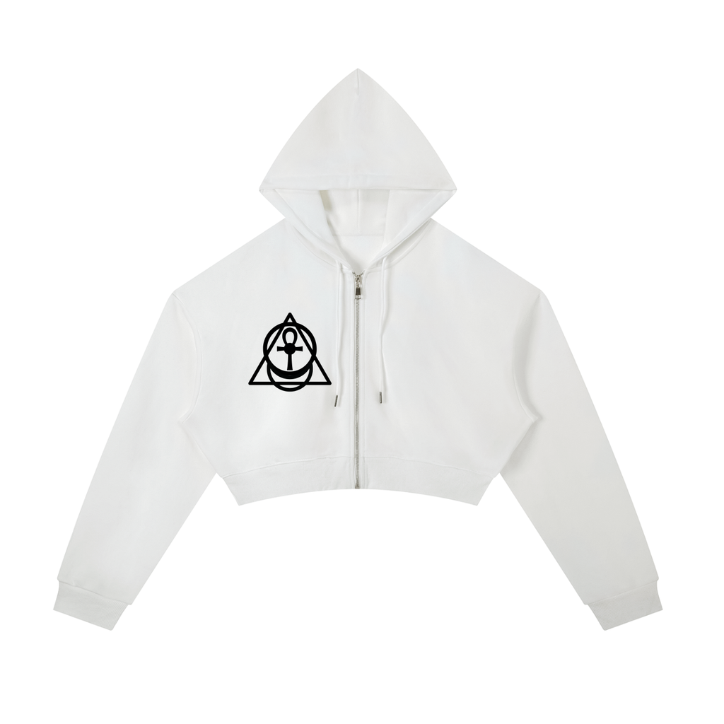 "Samantha.Set" Essentials Cropped Zip-Up Hoodie