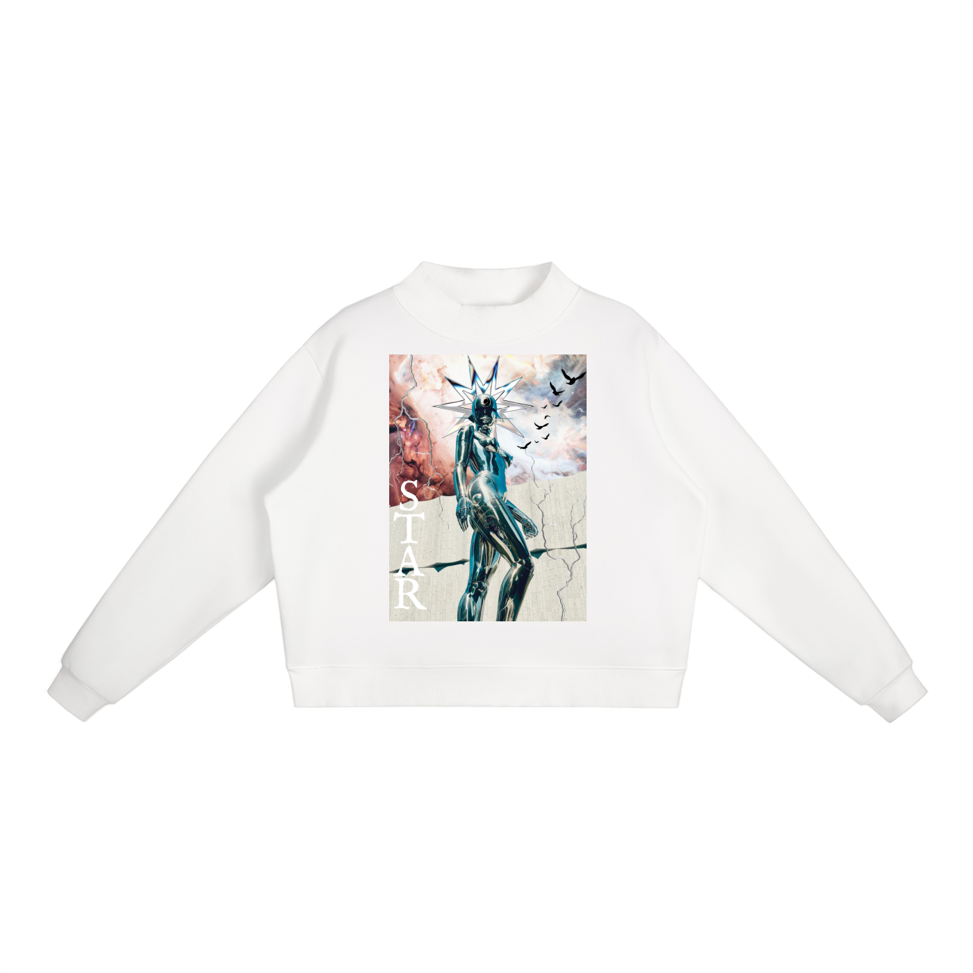 STARCHILD Fleece Mock-Neck Crew Sweatshirt